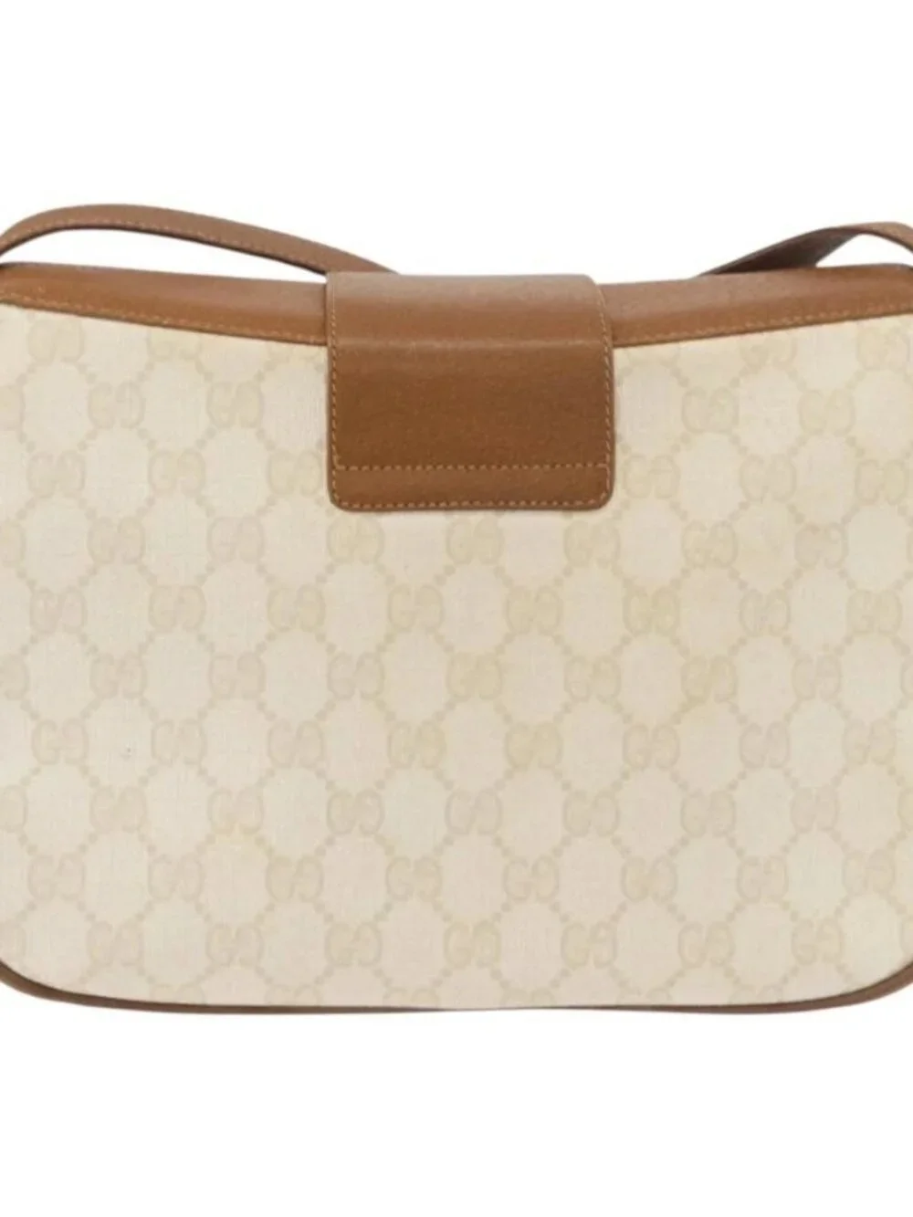 GUCCI GG Supreme Shoulder Bag PVC White Gold 116 02 076 Auth